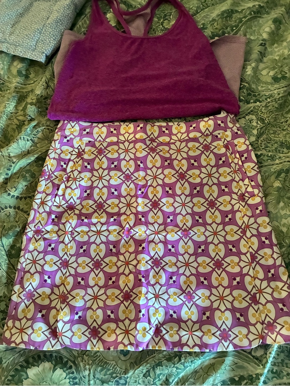 Golf ⛳️ Activewear Purple Patterned A-Line Women's Skirt/Skort sz2 and top SzM
